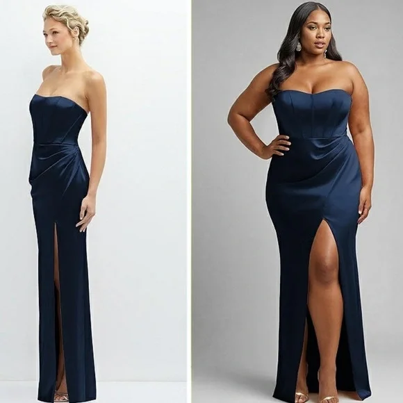 NWOT After Six Dessy Group Strapless Corset Satin Maxi Dress Size 10 Style 6888 - Picture 4 of 12